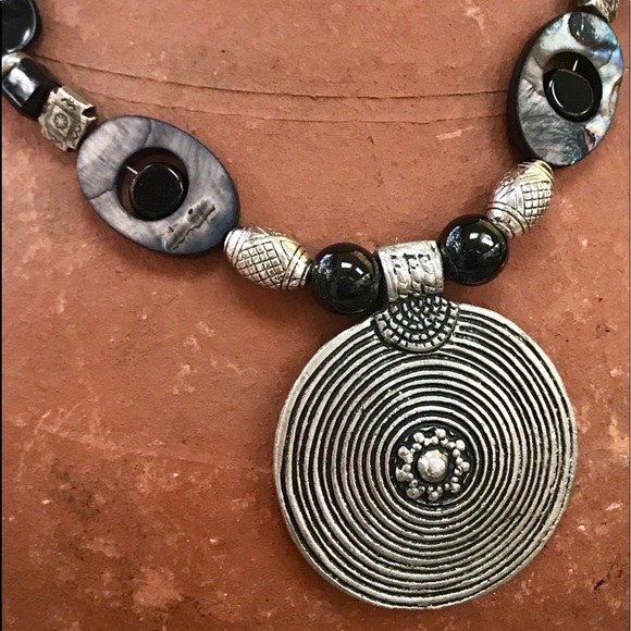 Tribal Medallion Pendant ~ Beaded Necklace - Picture 5 of 8